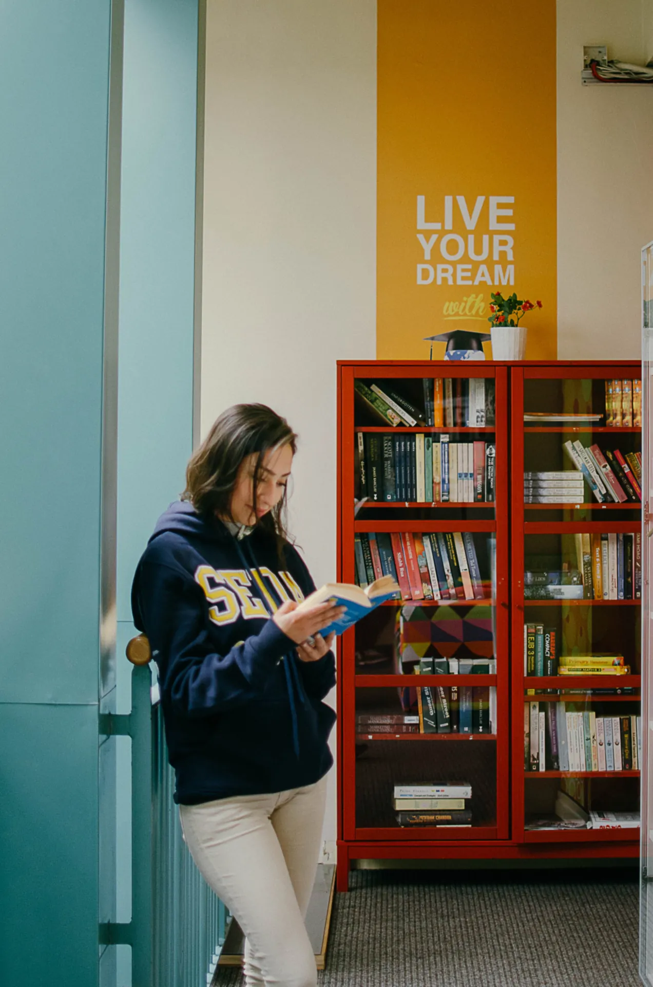 Student reading in the SEDA library